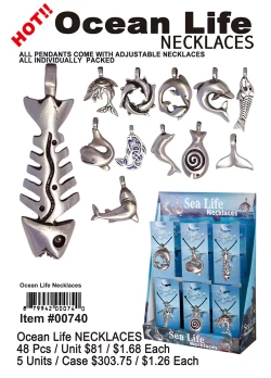 Ocean Life Necklaces Pewter